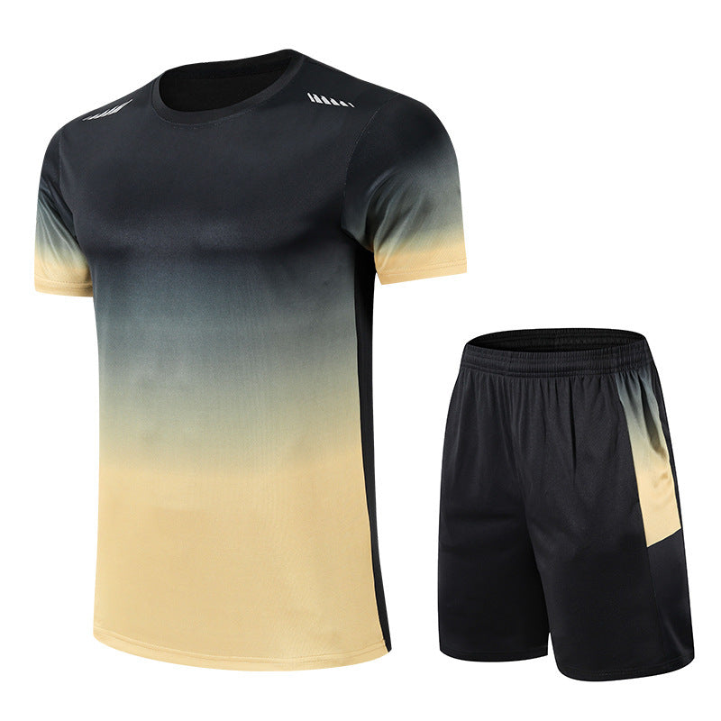 Gradient Color Round Neck Clothes Men's Short Sleeve