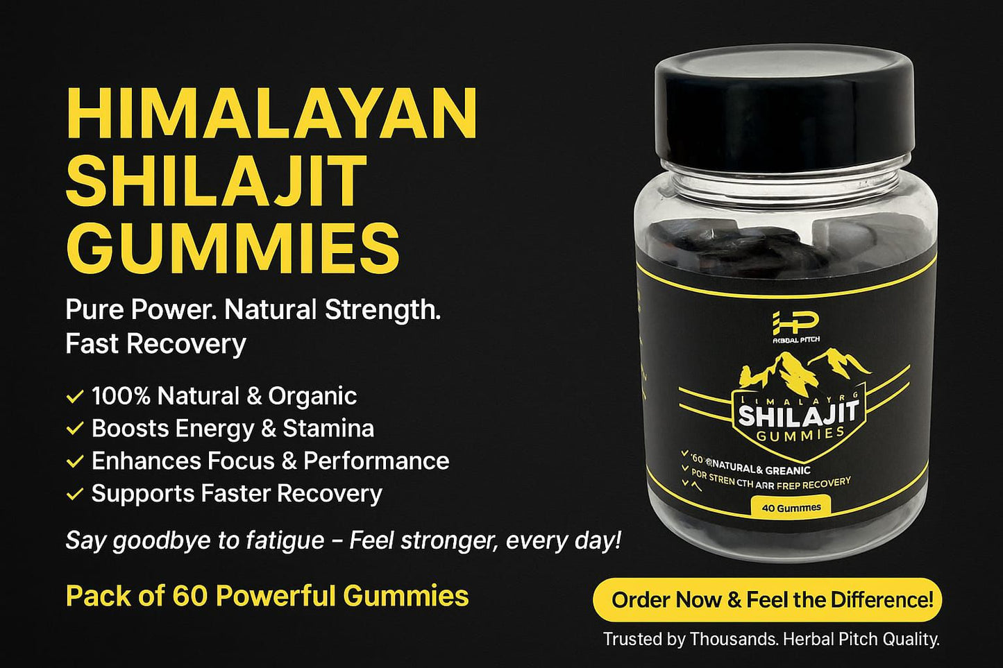 Himalayan Shilajit Gummies – 100% Natural Strength & Recovery (60 Gummies)
