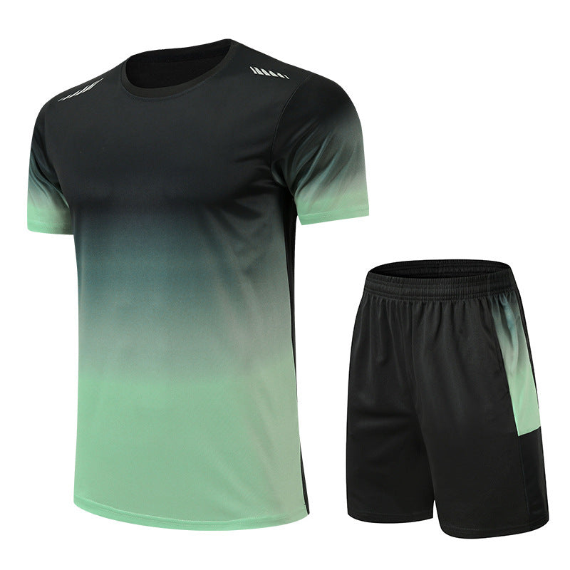 Gradient Color Round Neck Clothes Men's Short Sleeve