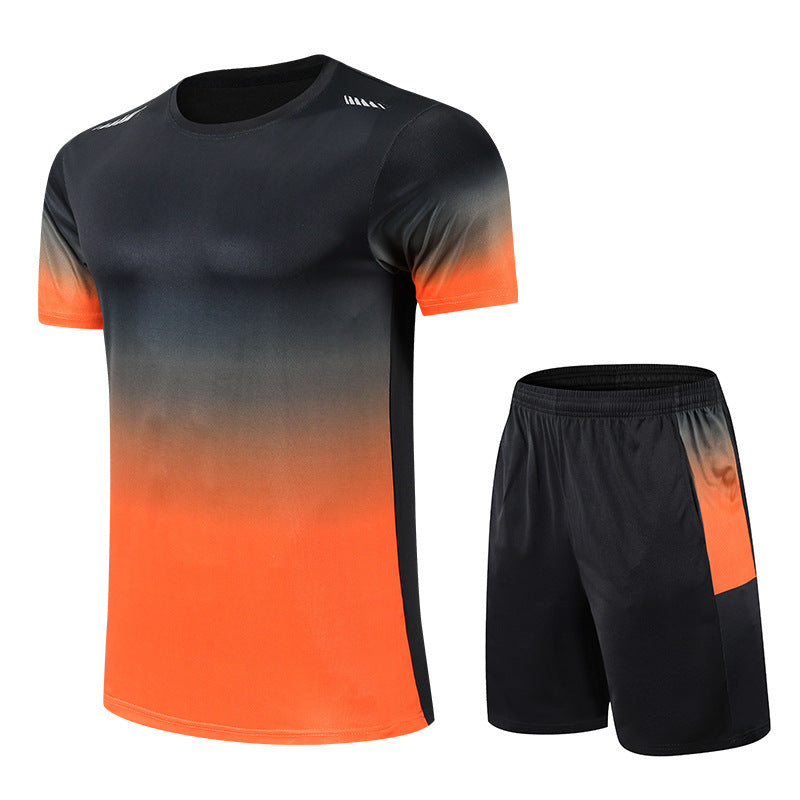 Gradient Color Round Neck Clothes Men's Short Sleeve