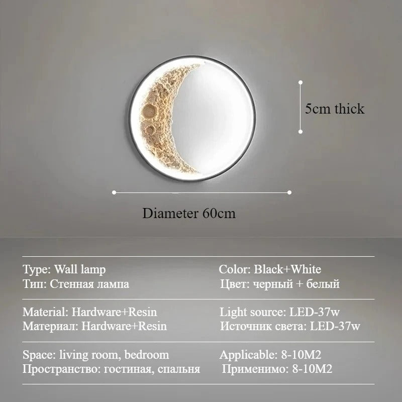 SANDYHA Nordic Wall Lamp – Moon Design Resin LED Light for Bedroom & Living Room