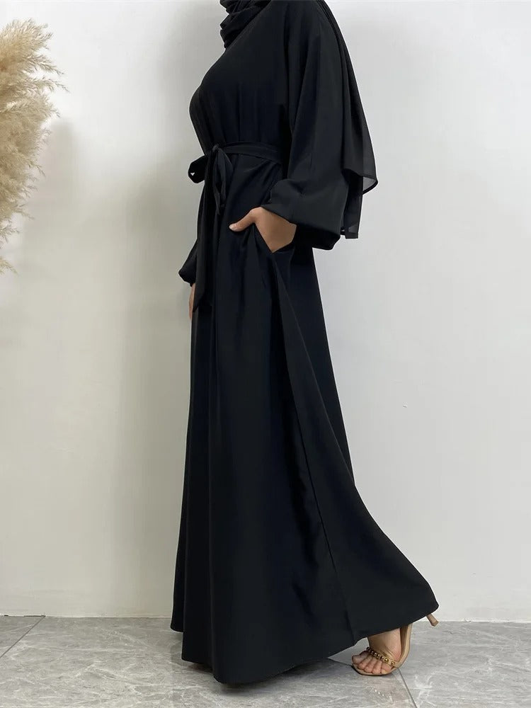 Simple Moroccan Kaftan Abaya | Solid Color Long Islamic Dress for Women | Turkey & Saudi Style Muslim Robe for Ramadan