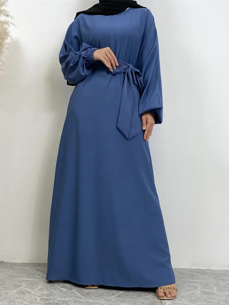Simple Moroccan Kaftan Abaya | Solid Color Long Islamic Dress for Women | Turkey & Saudi Style Muslim Robe for Ramadan