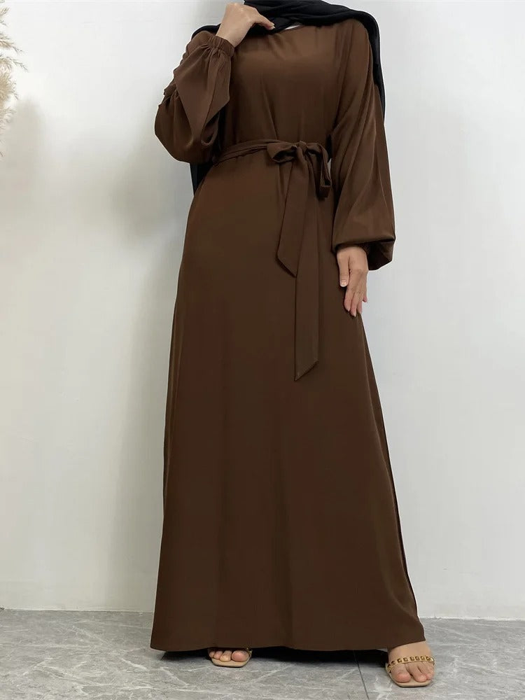 Simple Moroccan Kaftan Abaya | Solid Color Long Islamic Dress for Women | Turkey & Saudi Style Muslim Robe for Ramadan