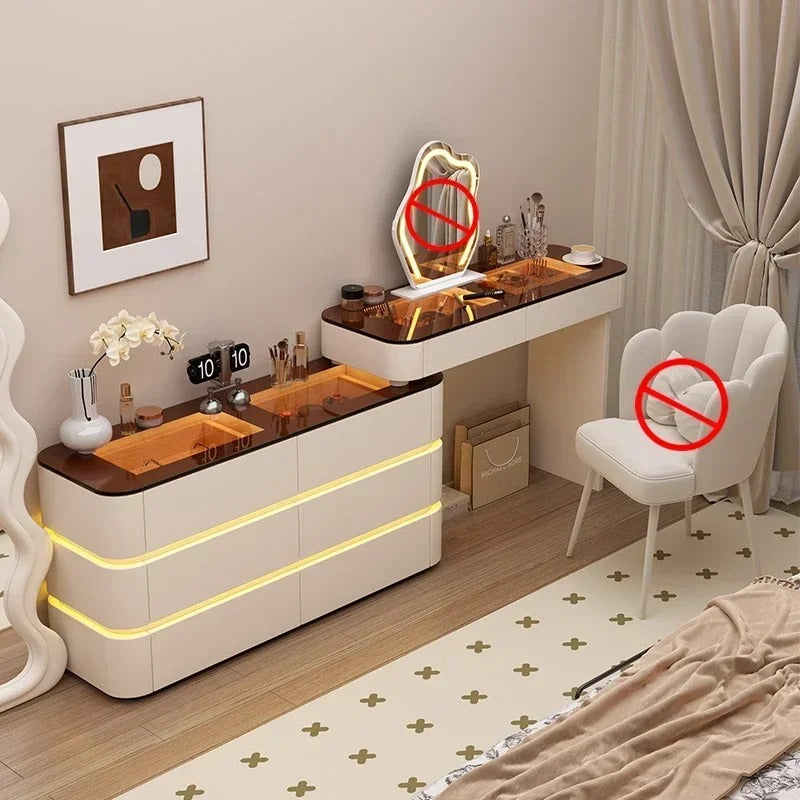 Black Solid Wood Dresser with Mirror | Modern Bedroom Dressing Table with Drawers for Small Apartments