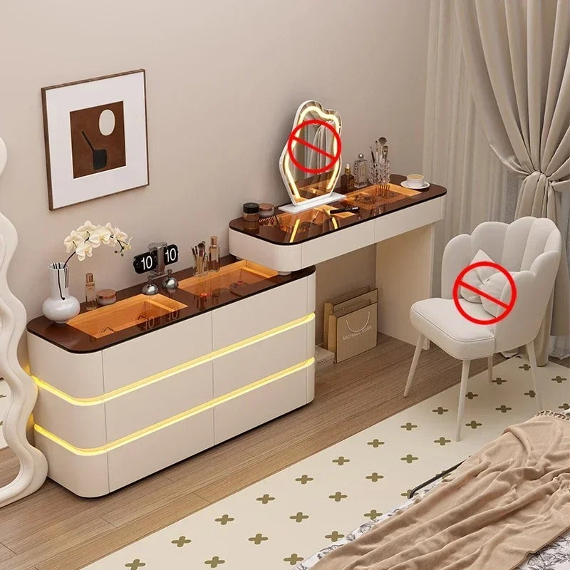 Black Solid Wood Dresser with Mirror | Modern Bedroom Dressing Table with Drawers for Small Apartments