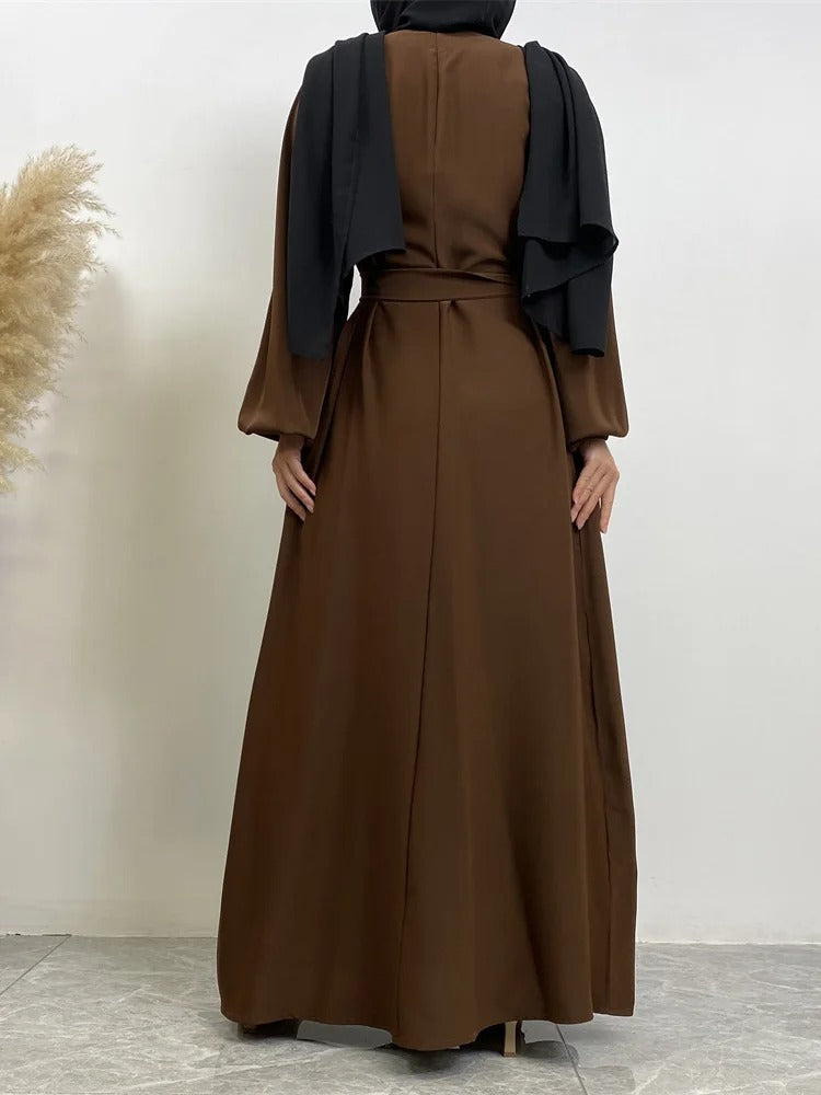 Simple Moroccan Kaftan Abaya | Solid Color Long Islamic Dress for Women | Turkey & Saudi Style Muslim Robe for Ramadan