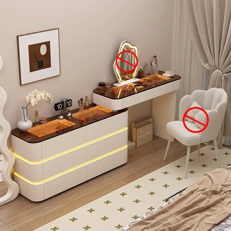Black Solid Wood Dresser with Mirror | Modern Bedroom Dressing Table with Drawers for Small Apartments