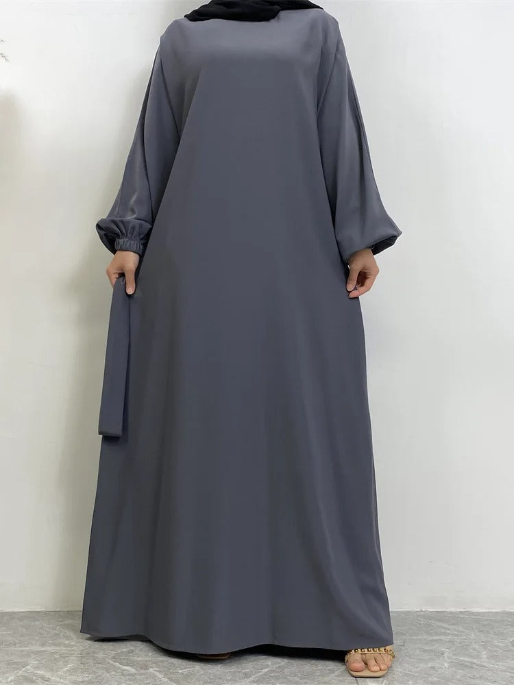 Simple Moroccan Kaftan Abaya | Solid Color Long Islamic Dress for Women | Turkey & Saudi Style Muslim Robe for Ramadan