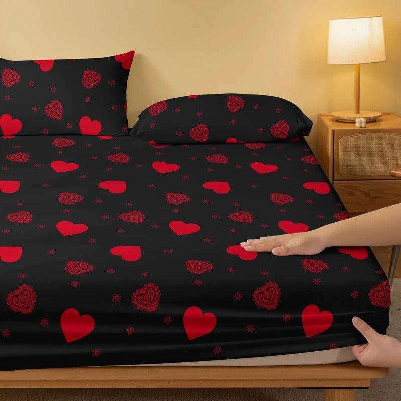 Four Seasons Men & Women Simple Fashion Love Print Bedspread | Soft Sanded Bedding for Home, Bedroom & Hotel