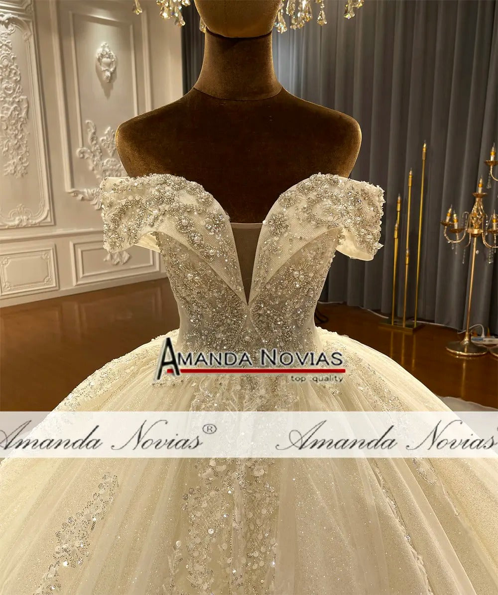Customized NS4352 Off Shoulder Straps Wedding Dress | Elegant Ball Gown Bridal Dress | High-Quality Custom Wedding Gown