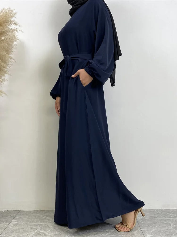 Simple Moroccan Kaftan Abaya | Solid Color Long Islamic Dress for Women | Turkey & Saudi Style Muslim Robe for Ramadan
