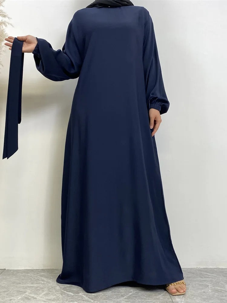 Simple Moroccan Kaftan Abaya | Solid Color Long Islamic Dress for Women | Turkey & Saudi Style Muslim Robe for Ramadan