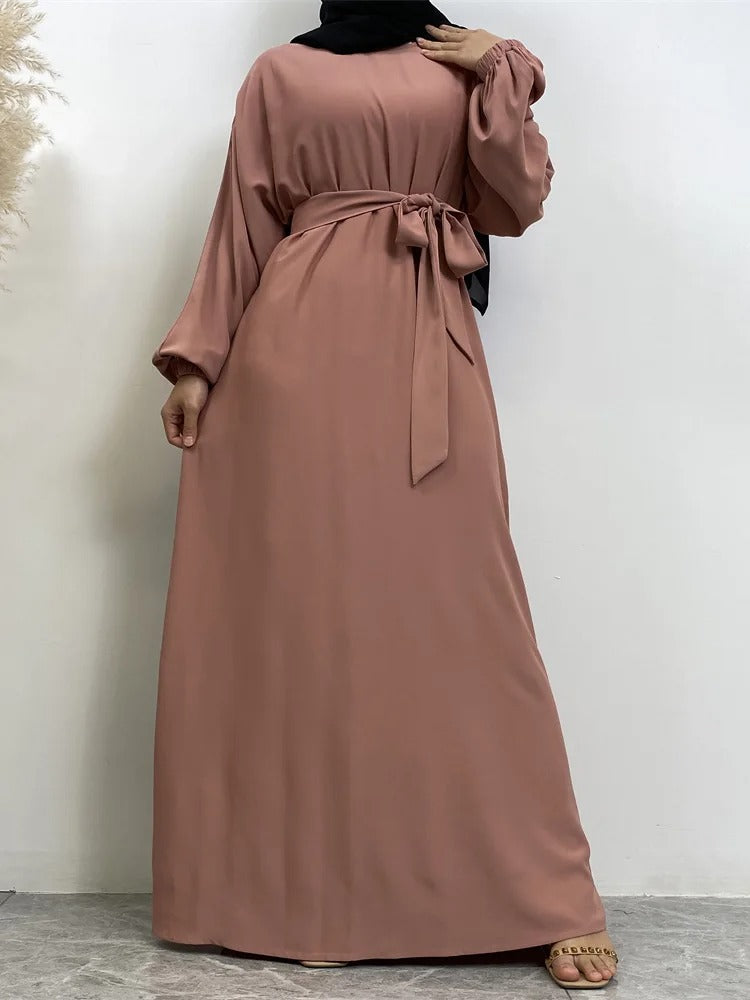 Simple Moroccan Kaftan Abaya | Solid Color Long Islamic Dress for Women | Turkey & Saudi Style Muslim Robe for Ramadan