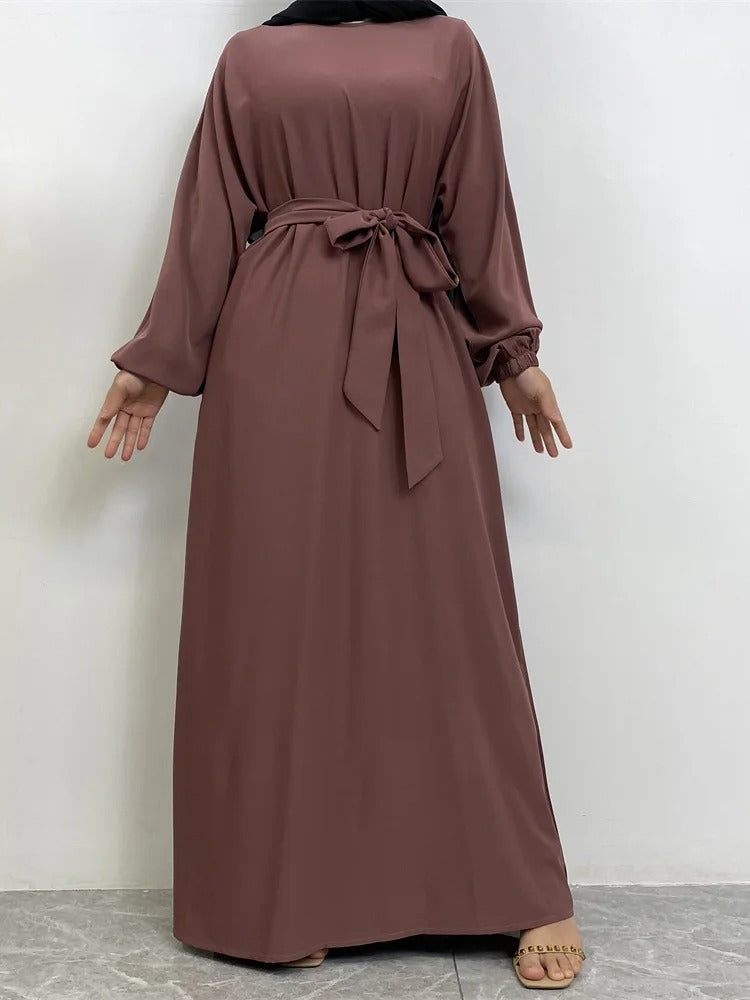 Simple Moroccan Kaftan Abaya | Solid Color Long Islamic Dress for Women | Turkey & Saudi Style Muslim Robe for Ramadan