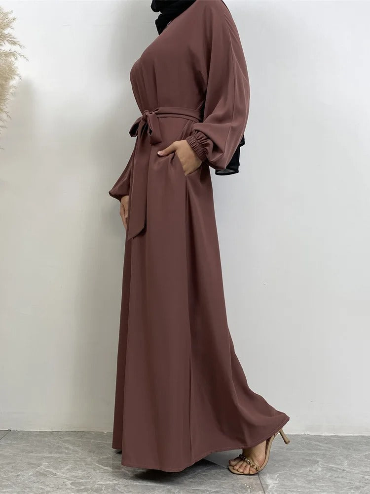 Simple Moroccan Kaftan Abaya | Solid Color Long Islamic Dress for Women | Turkey & Saudi Style Muslim Robe for Ramadan