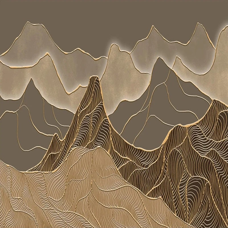 Custom 3D Photo Wallpaper – Chinese Style Retro Abstract Mountain Wall Art for Bedroom, Study, Living Room, TV Background Decor