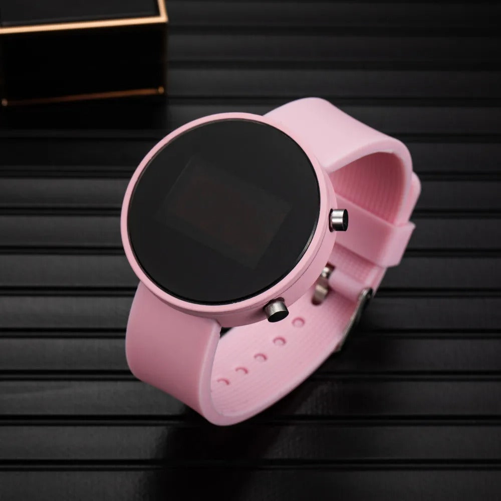 Fashion Women’s Digital LED Wrist Watch – Simple Round Dial Casual Sport Silicone Strap Ladies Electronic Clock Reloj Digital