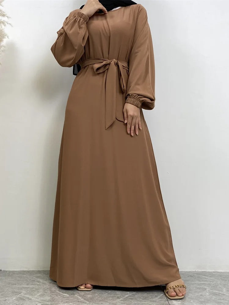 Simple Moroccan Kaftan Abaya | Solid Color Long Islamic Dress for Women | Turkey & Saudi Style Muslim Robe for Ramadan