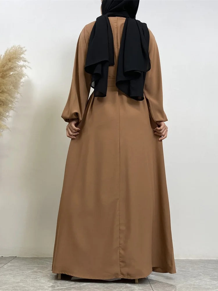 Simple Moroccan Kaftan Abaya | Solid Color Long Islamic Dress for Women | Turkey & Saudi Style Muslim Robe for Ramadan