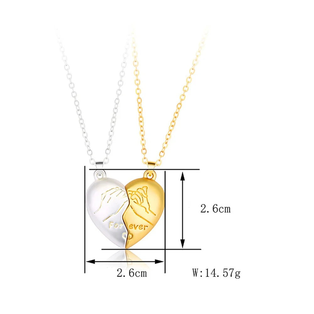 2Pcs Pinky Swear Magnet Necklace – Vintage Heart Pendant Promise Jewelry for Couples, Men & Women, Valentine’s Day Gift