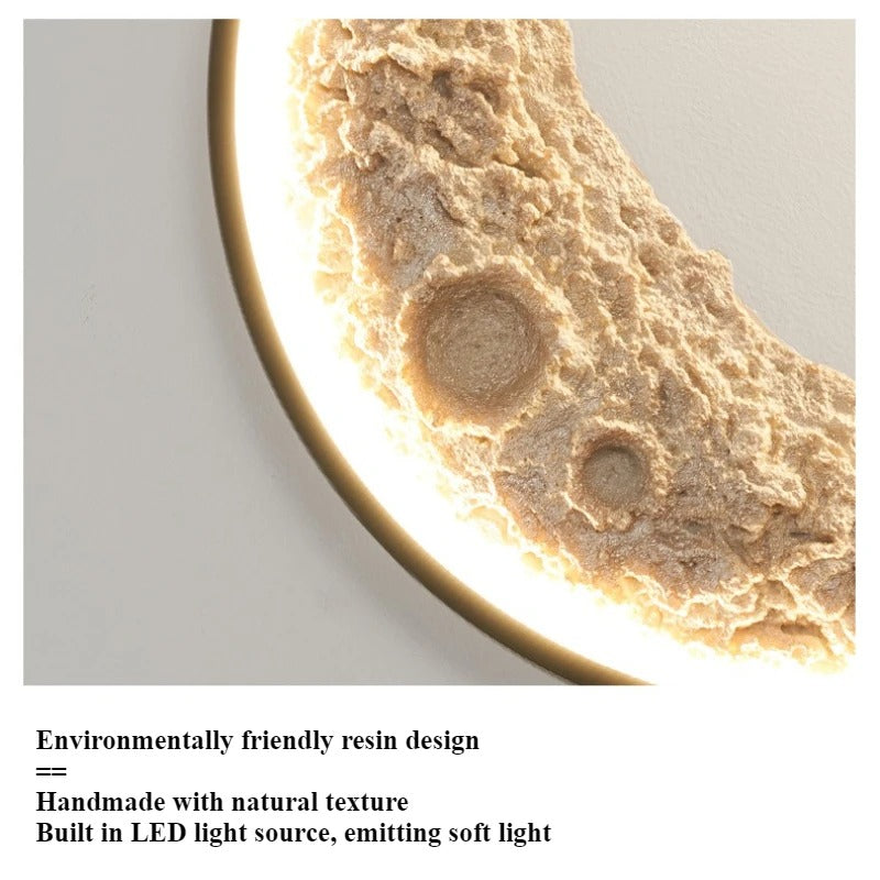 SANDYHA Nordic Wall Lamp – Moon Design Resin LED Light for Bedroom & Living Room