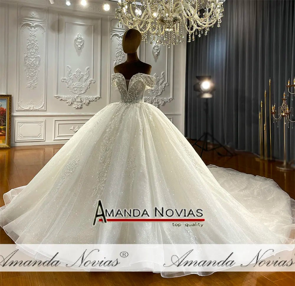 Customized NS4352 Off Shoulder Straps Wedding Dress | Elegant Ball Gown Bridal Dress | High-Quality Custom Wedding Gown