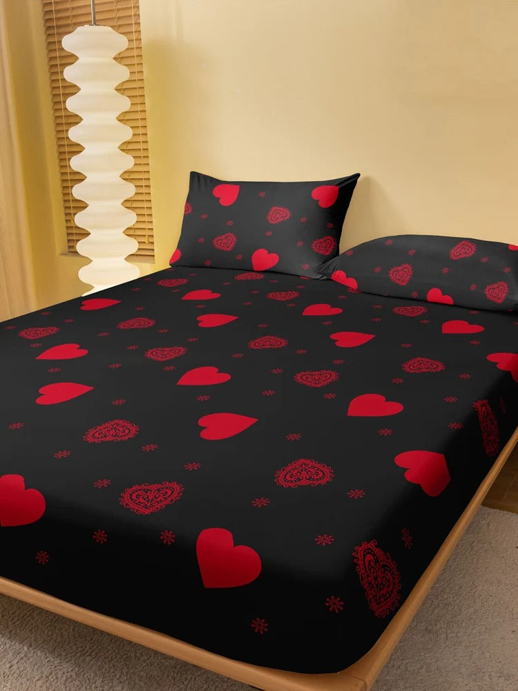 Four Seasons Men & Women Simple Fashion Love Print Bedspread | Soft Sanded Bedding for Home, Bedroom & Hotel