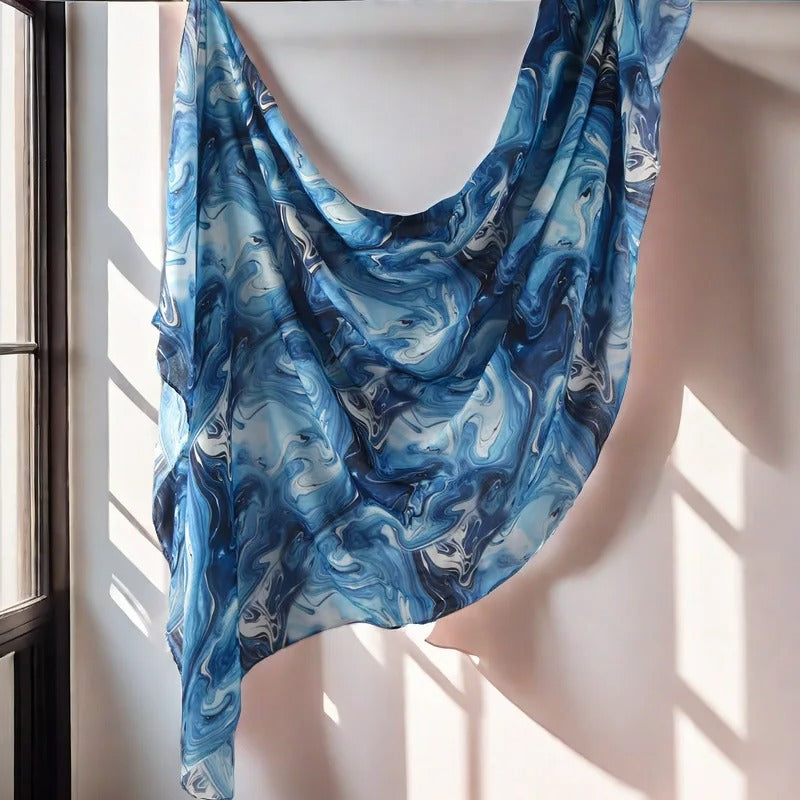 Watercolor Floral Printed Modal Shawl – Lightweight, Breathable Cotton-Rayón Viscose Hijab Scarf for Muslim Women