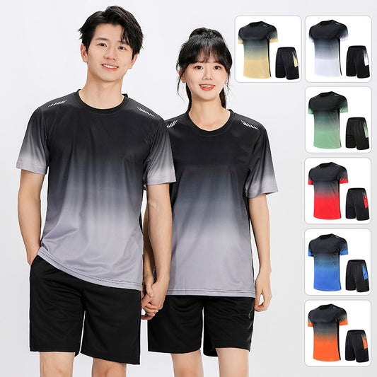 Gradient Color Round Neck Clothes Men's Short Sleeve