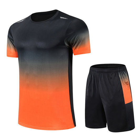 Gradient Color Round Neck Clothes Men's Short Sleeve