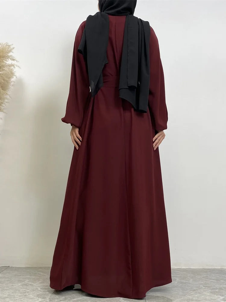 Simple Moroccan Kaftan Abaya | Solid Color Long Islamic Dress for Women | Turkey & Saudi Style Muslim Robe for Ramadan