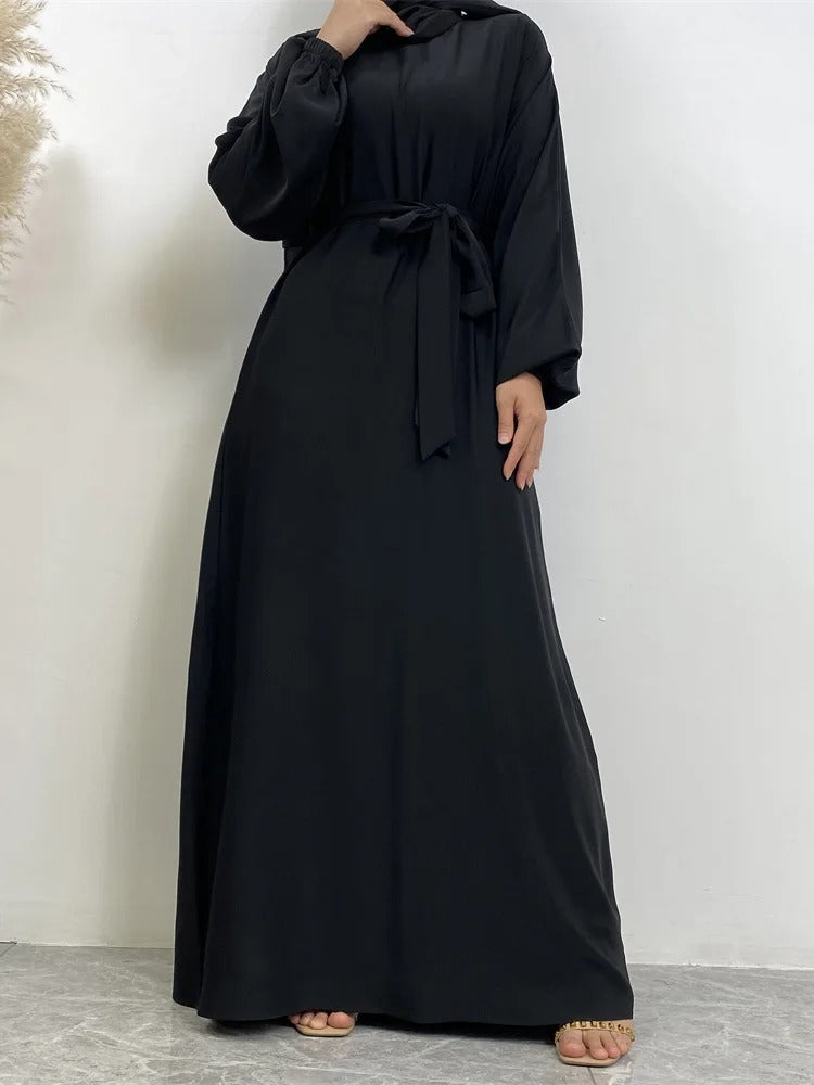 Simple Moroccan Kaftan Abaya | Solid Color Long Islamic Dress for Women | Turkey & Saudi Style Muslim Robe for Ramadan