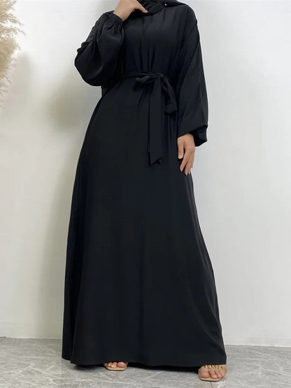 Simple Moroccan Kaftan Abaya | Solid Color Long Islamic Dress for Women | Turkey & Saudi Style Muslim Robe for Ramadan