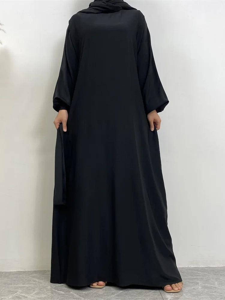 Simple Moroccan Kaftan Abaya | Solid Color Long Islamic Dress for Women | Turkey & Saudi Style Muslim Robe for Ramadan