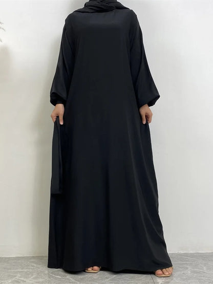 Simple Moroccan Kaftan Abaya | Solid Color Long Islamic Dress for Women | Turkey & Saudi Style Muslim Robe for Ramadan