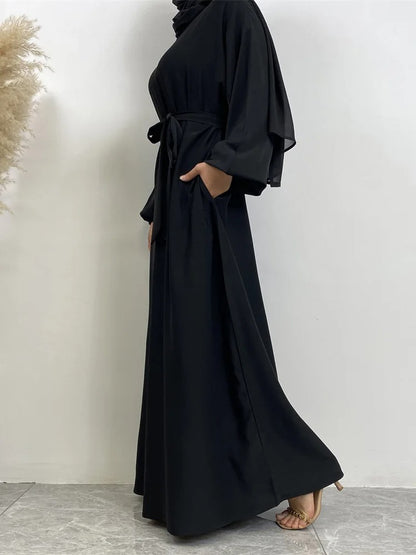 Simple Moroccan Kaftan Abaya | Solid Color Long Islamic Dress for Women | Turkey & Saudi Style Muslim Robe for Ramadan