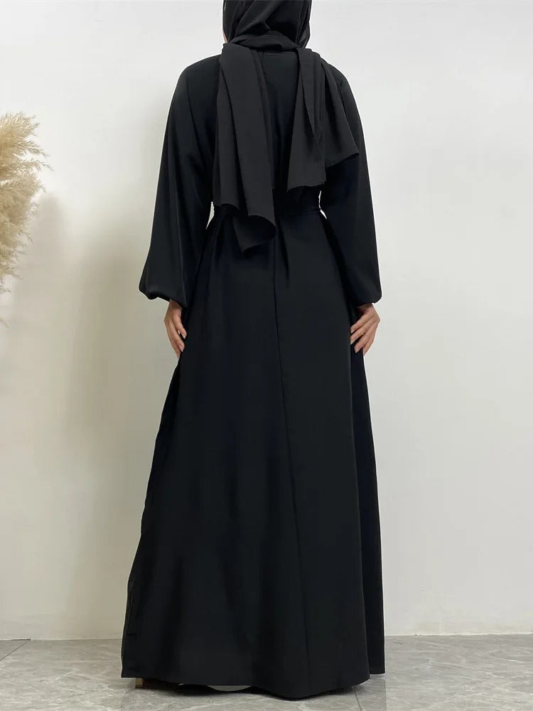 Simple Moroccan Kaftan Abaya | Solid Color Long Islamic Dress for Women | Turkey & Saudi Style Muslim Robe for Ramadan