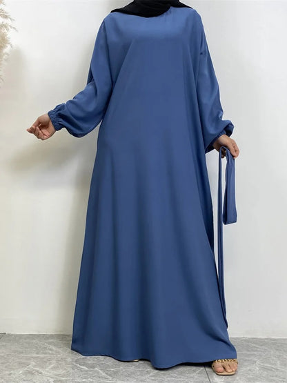 Simple Moroccan Kaftan Abaya | Solid Color Long Islamic Dress for Women | Turkey & Saudi Style Muslim Robe for Ramadan