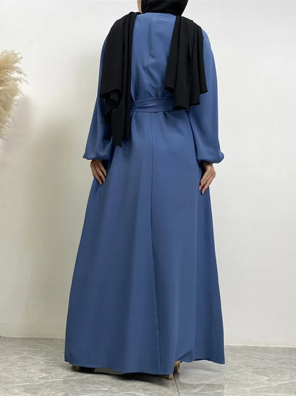 Simple Moroccan Kaftan Abaya | Solid Color Long Islamic Dress for Women | Turkey & Saudi Style Muslim Robe for Ramadan