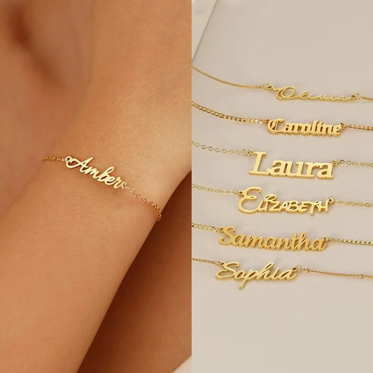 Fashion Personalized Name Bracelet – Custom Stainless Steel Letter Bangle for Women & Babies, Non-Allergic Jewelry Gift