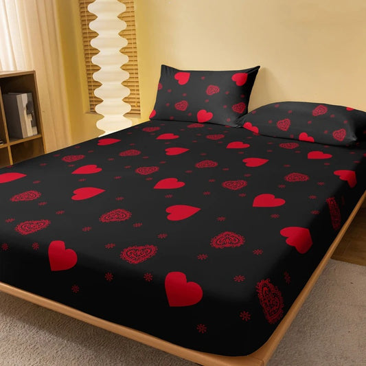 Four Seasons Men & Women Simple Fashion Love Print Bedspread | Soft Sanded Bedding for Home, Bedroom & Hotel