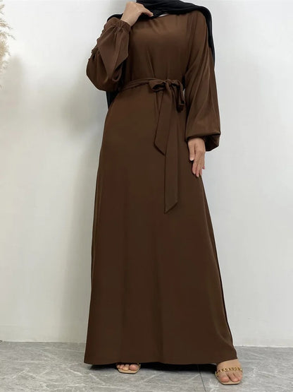 Simple Moroccan Kaftan Abaya | Solid Color Long Islamic Dress for Women | Turkey & Saudi Style Muslim Robe for Ramadan