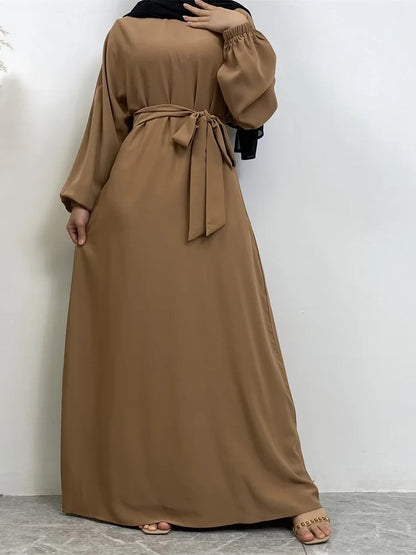 Simple Moroccan Kaftan Abaya | Solid Color Long Islamic Dress for Women | Turkey & Saudi Style Muslim Robe for Ramadan
