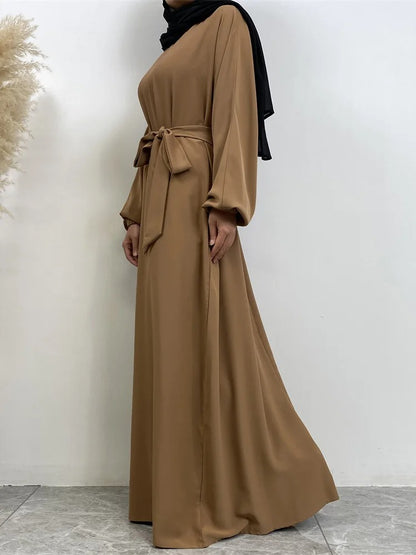 Simple Moroccan Kaftan Abaya | Solid Color Long Islamic Dress for Women | Turkey & Saudi Style Muslim Robe for Ramadan
