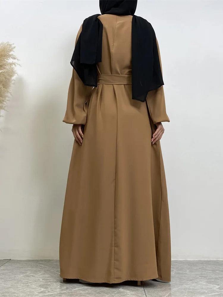 Simple Moroccan Kaftan Abaya | Solid Color Long Islamic Dress for Women | Turkey & Saudi Style Muslim Robe for Ramadan