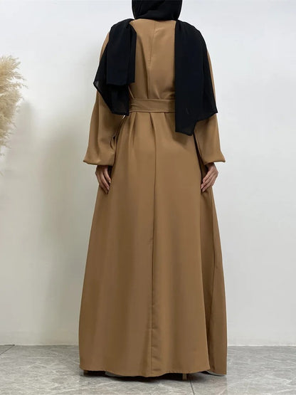 Simple Moroccan Kaftan Abaya | Solid Color Long Islamic Dress for Women | Turkey & Saudi Style Muslim Robe for Ramadan