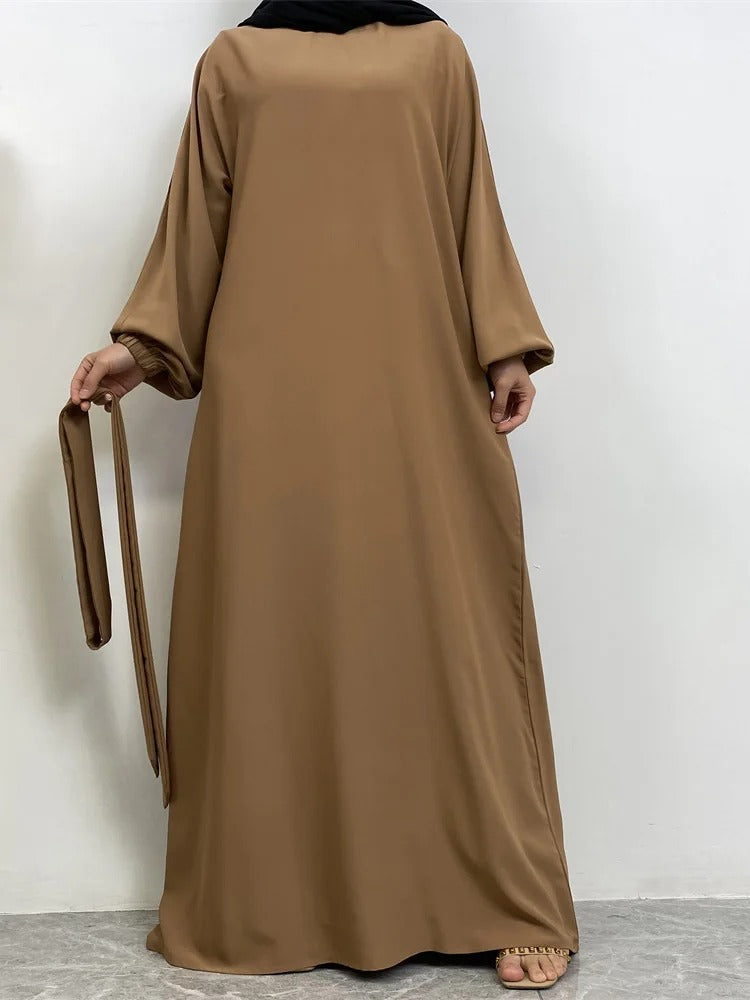 Simple Moroccan Kaftan Abaya | Solid Color Long Islamic Dress for Women | Turkey & Saudi Style Muslim Robe for Ramadan