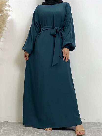 Simple Moroccan Kaftan Abaya | Solid Color Long Islamic Dress for Women | Turkey & Saudi Style Muslim Robe for Ramadan