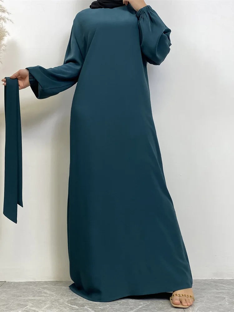 Simple Moroccan Kaftan Abaya | Solid Color Long Islamic Dress for Women | Turkey & Saudi Style Muslim Robe for Ramadan